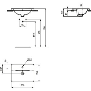 Lavabo da incasso 50 cm Connect bianco lucido - Ideal Standard 2