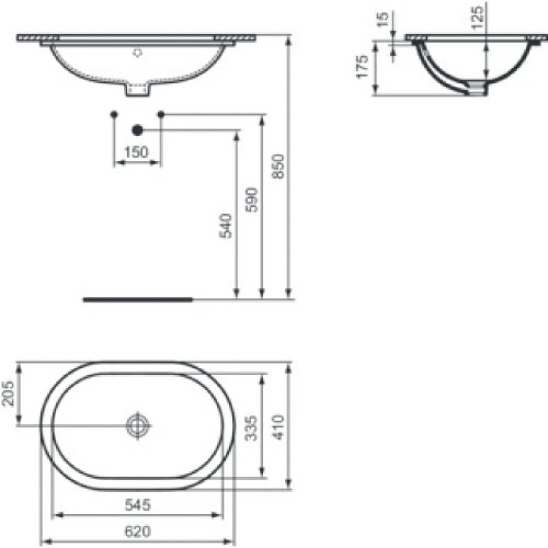 Lavabo da incasso 62 cm Connect bianco lucido - Ideal Standard