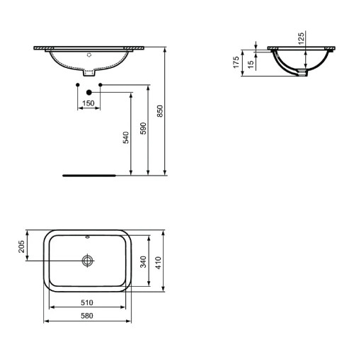 Lavabo da Incasso 58 cm Connect Bianco Lucido - Ideal Standard | Megli