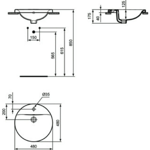 Lavabo da incasso soprapiano 48 cm Connect bianco lucido - Ideal Stand