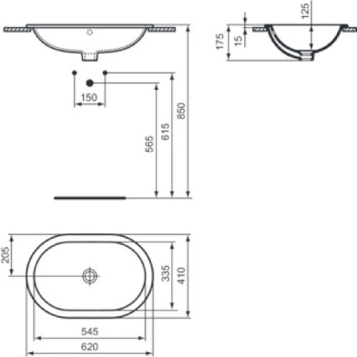 Lavabo da incasso soprapiano 62 cm Connect bianco lucido - Ideal Stand