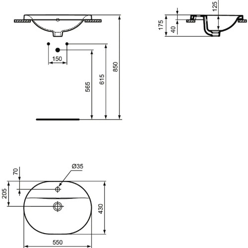 Lavabo da incasso soprapiano 55 cm Connect bianco lucido - Ideal Stand