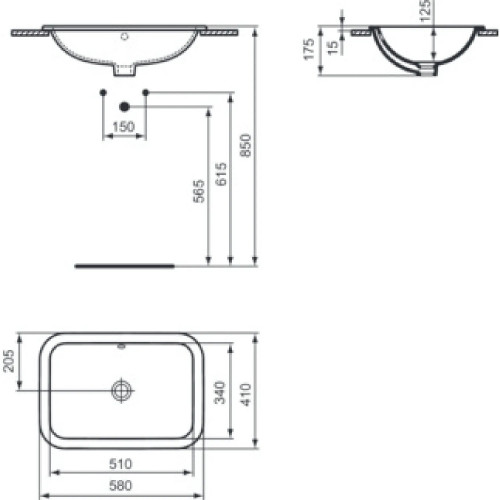 Lavabo da incasso soprapiano 58 cm Connect bianco lucido - Ideal Stand