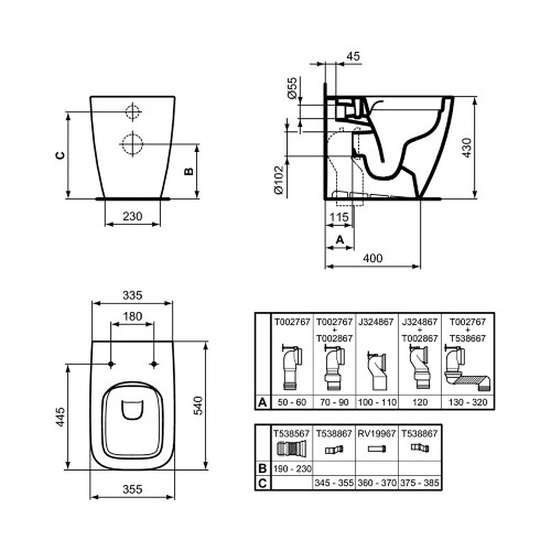 Vaso filo muro senza brida I Life B bianco lucido - Ideal Standard