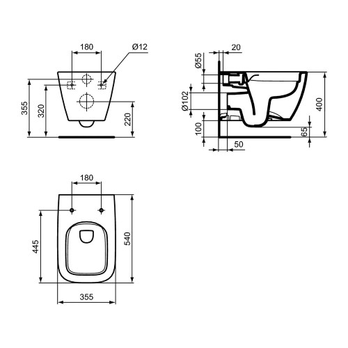 Vaso sospeso rimless I Life B bianco lucido - Ideal Standard | Meglioa
