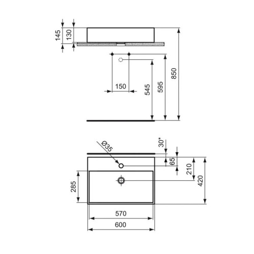 Lavabo da Appoggio 61 cm Strada Bianco Lucido - Ideal Standard