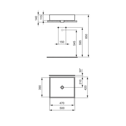 Lavabo da appoggio 50 cm Strada bianco lucido - Ideal Standard