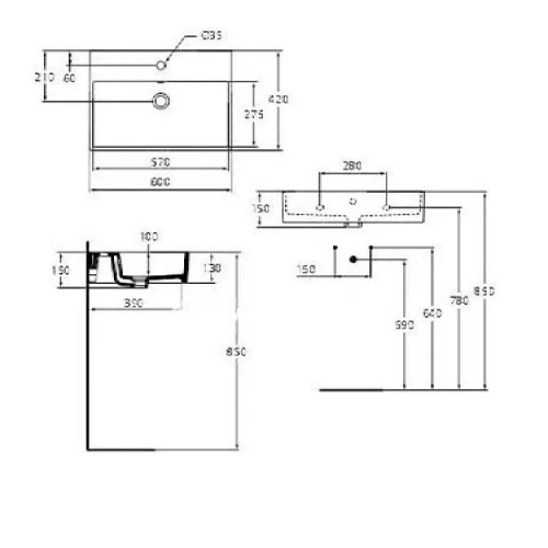 Lavabo a Muro 60 cm Strada Bianco Lucido - Ideal Standard | Meglioalge