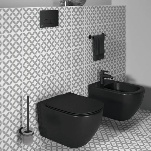 Bidet sospeso Tesi nero opaco con fissaggi nascosti - Ideal Standard