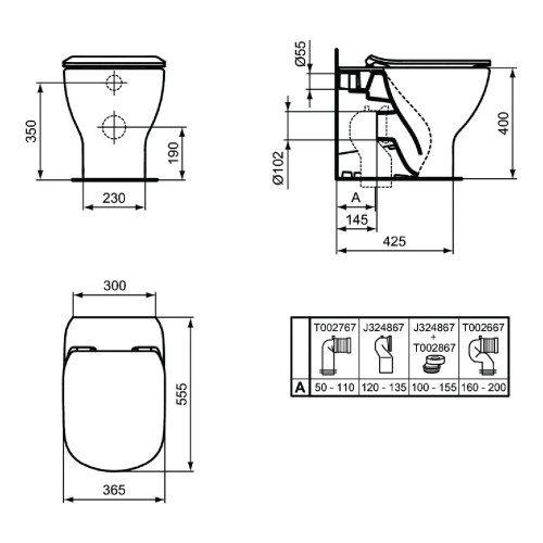 Vaso a terra Tesi nero opaco Ideal Standard | Acquablade + Coprivaso S