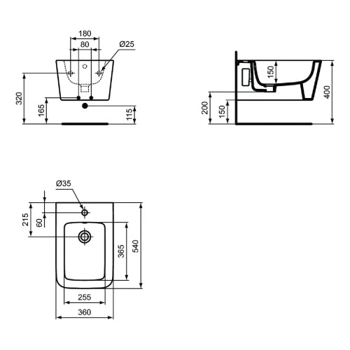 Bidet sospeso Blend Cube 54x36 cm bianco opaco | Ideal Standard