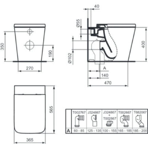 Vaso filo muro AquaBlade Blend Cube bianco lucido - Ideal Standard