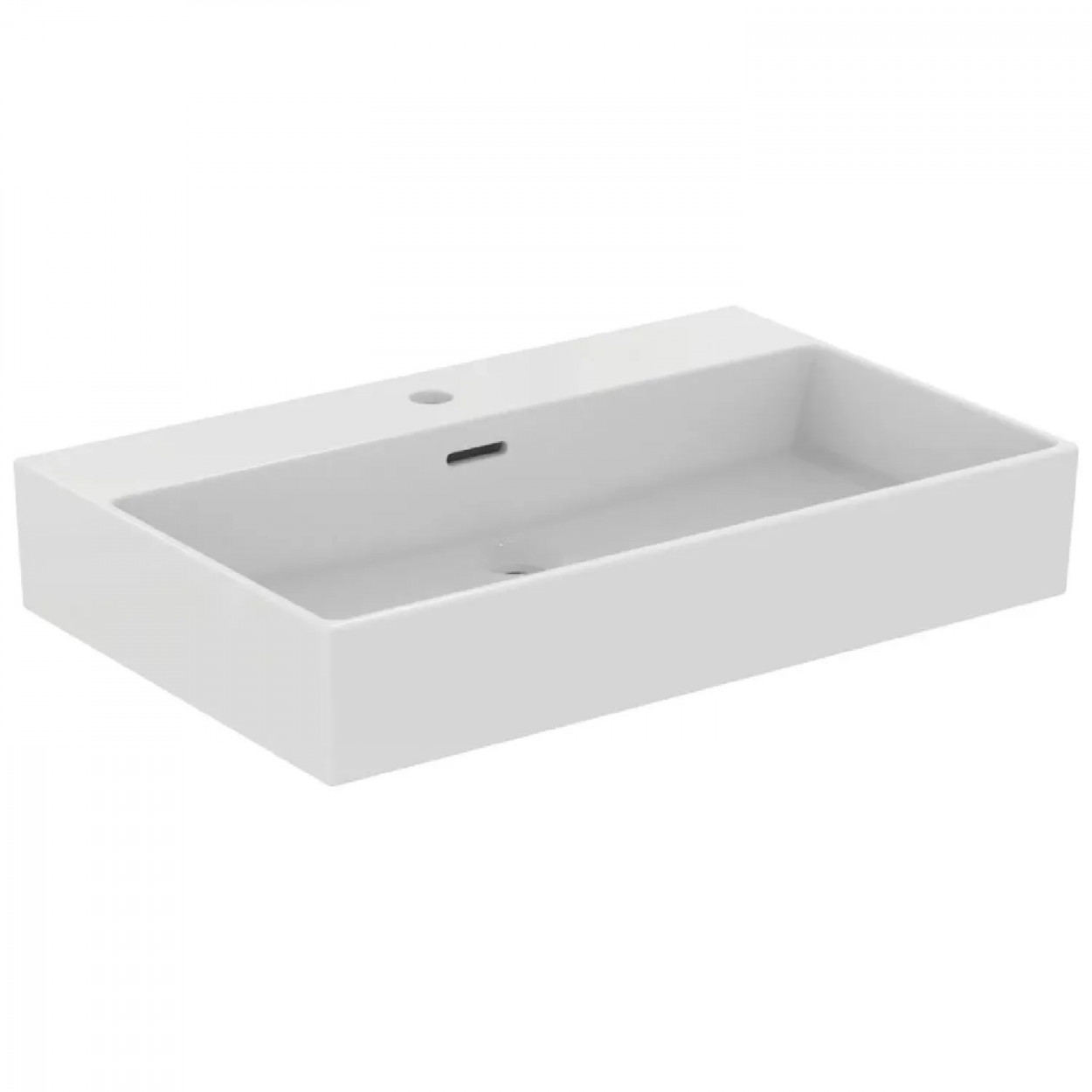 Lavabo da appoggio rettangolare 70x45 cm con troppopieno e 1 foro Extr