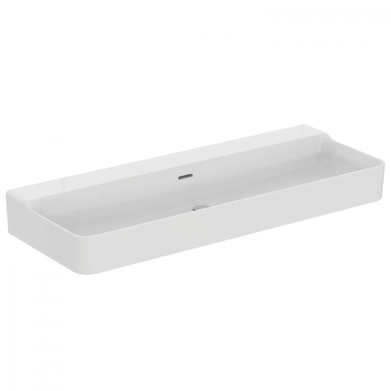 Lavabo da appoggio rettangolare con troppopieno 120x45 cm Conca bianco