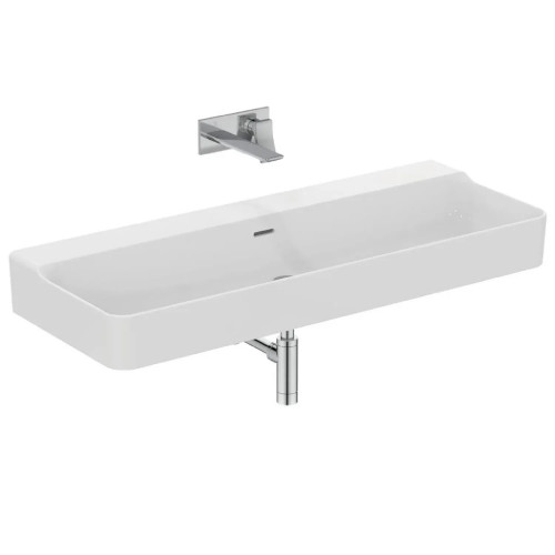 Lavabo da Appoggio Rettangolare 120x45 cm Conca Bianco Lucido - Ideal