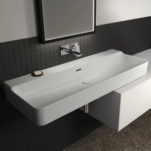 Lavabo da Appoggio Rettangolare 120x45 cm Conca Bianco Lucido - Ideal