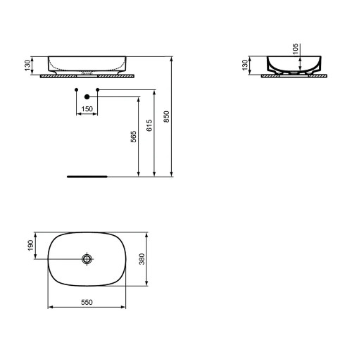 Lavabo da appoggio ovale 55 cm Linda-X bianco lucido - Ideal Standard