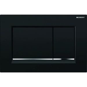Placca Sigma30 doppio tasto nero/cromo Geberit - Meglioalge