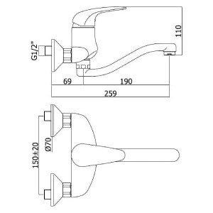 Miscelatore lavello a muro Duemila cromo - Paffoni 2