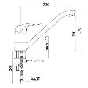 Miscelatore lavello monoforo con canna orientabile Duemila cromo - Paf 2