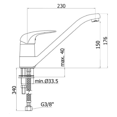 Miscelatore lavello monoforo con canna orientabile Duemila cromo - Paf
