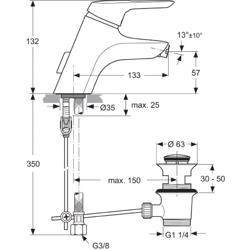 Miscelatore monocomando bidet Ceramix Blue cromo | Ideal Standard