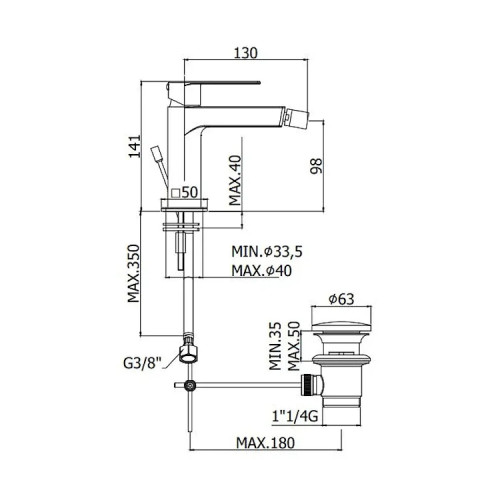 Miscelatore bidet con scarico clic-clac Tango cromo - Paffoni