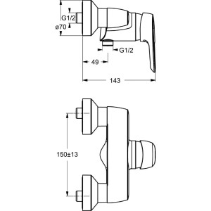 Miscelatore monocomando esterno doccia Ceramix Blue cromo | Ideal Stan 2
