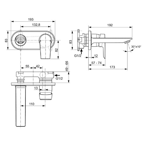 Miscelatore monocomando a parete per lavabo Ceramix cromo – Ideal Stan