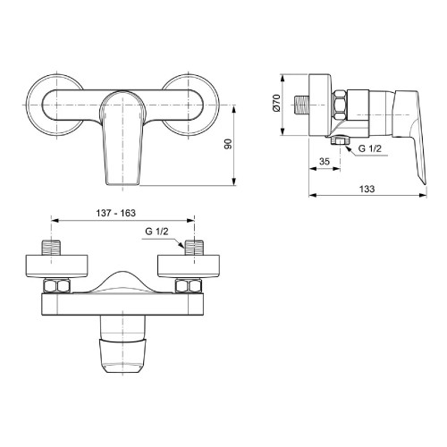 Miscelatore Monocomando Esterno Doccia Ceramix Cromo - Ideal Standard