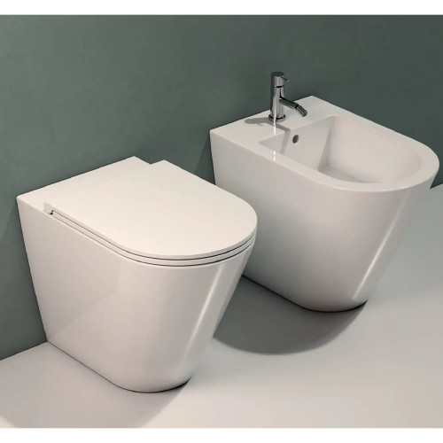 Bidet a Terra Filo Muro Forty3 57x36x43h cm Bianco Lucido - Globo