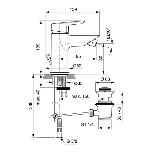 Miscelatore Monocomando Bidet Ceramix Fisso Cromo - Ideal Standard