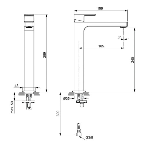 Miscelatore monocomando lavabo senza scarico Ideal Standard | Cromo