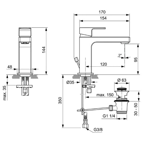 Miscelatore monocomando lavabo Edge con asta di comando – Ideal Standa