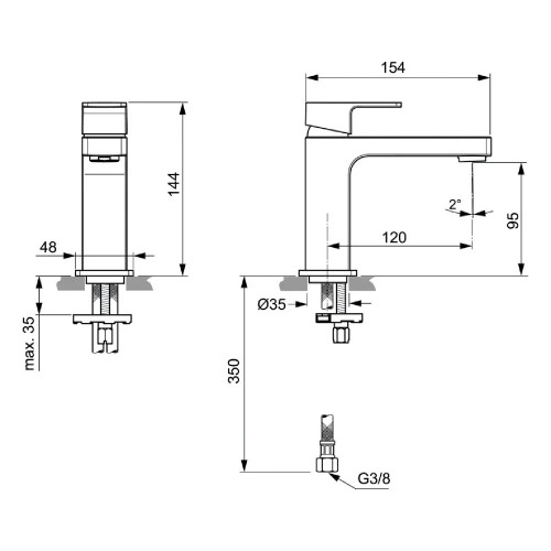 Miscelatore monocomando lavabo Edge cromo | Ideal Standard - Meglioalg
