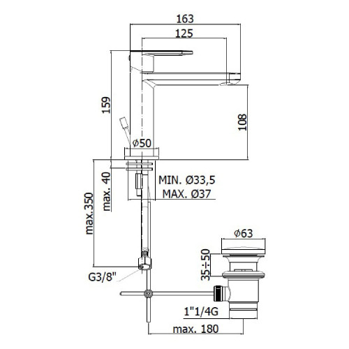 Miscelatore lavabo con scarico clic-clac Candy cromo - Paffoni