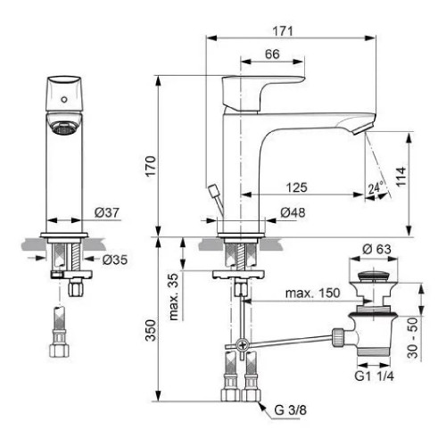 Miscelatore lavabo Connect Air grande senza scarico - Ideal Standard