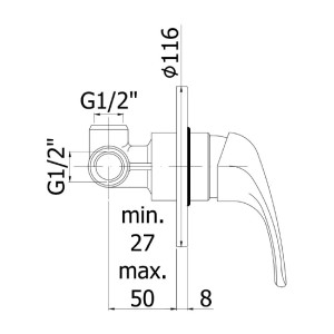 Miscelatore incasso doccia senza deviatore Nettuno Due cromo - Paffoni 2