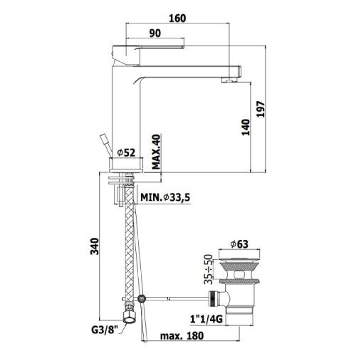 Miscelatore lavabo medio con scarico clic-clac Ringo cromo - Paffoni