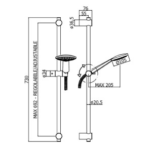 Asta doccia saliscendi Giada cromo - Paffoni 2