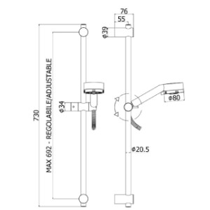 Asta doccia saliscendi Majorca cromo - Paffoni 2