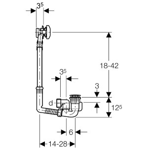 Sifone per vasca da bagno 28 cm cromo lucido - Geberit 2