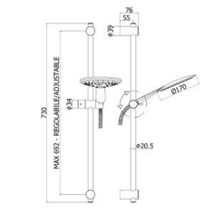 Asta doccia saliscendi Odeon cromo - Paffoni 2