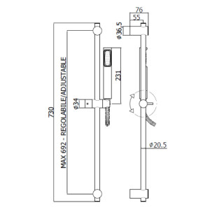 Asta doccia saliscendi Stick New cromo - Paffoni 2