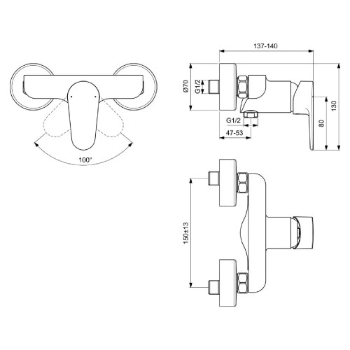 Miscelatore Monocomando Esterno Doccia Cerafine O Cromo | Ideal Standa