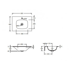 Lavabo sospeso Nur 62x46 cm bianco lucido - Alice Ceramica 2