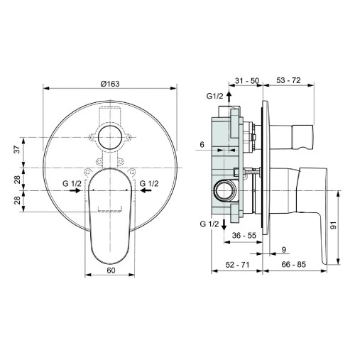 Miscelatore incasso vasca/doccia Cerafine O cromo | Ideal Standard