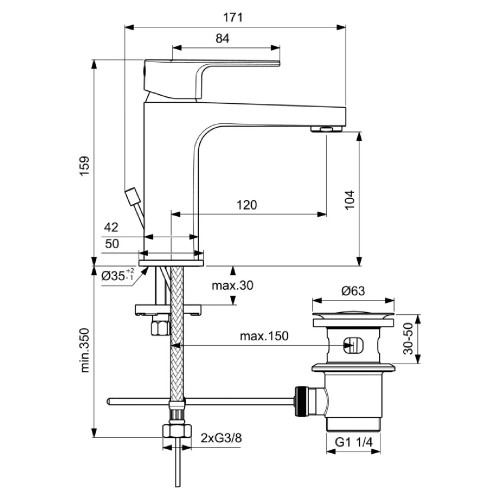 Miscelatore Monocomando Lavabo Cerafine D con Scarico Cromo - Ideal St