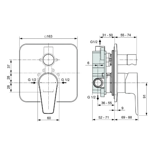 Miscelatore Incasso Vasca/Doccia Cerafine D Cromo – Ideal Standard