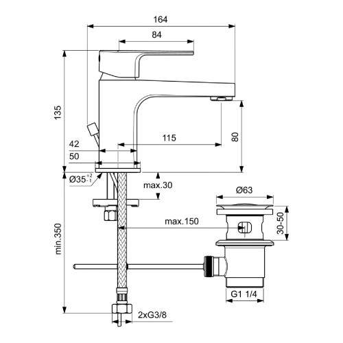Miscelatore lavabo con scarico Cerafine D cromo - Ideal Standard